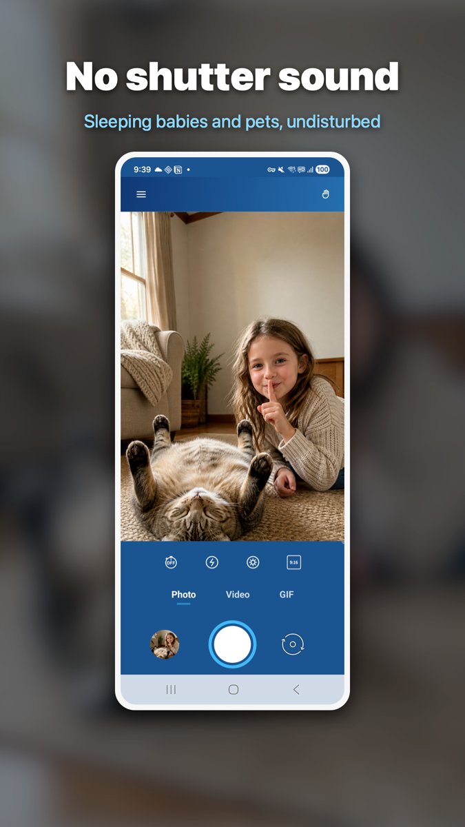 Hush Cam capture screen with the photo, video and GIF chips along the bottom